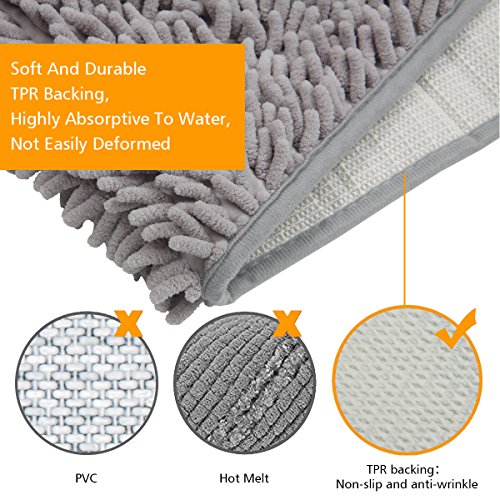 YOUKADA Bath Mat Rugs | 28" x 47" Long floor Mats, Extra Soft, Absorbent, Thickening Shaggy Microfiber, Machine-Washable, Perfect for Doormats, Tub, Shower (Gray)