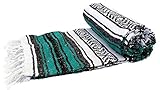 Mexican Blanket -- Green / Teal / Turquoise -- Great as a Beach Blanket, Camping Blanket, Picnic Blanket, Yoga Blanket, or Yoga Bolster! Handwoven
