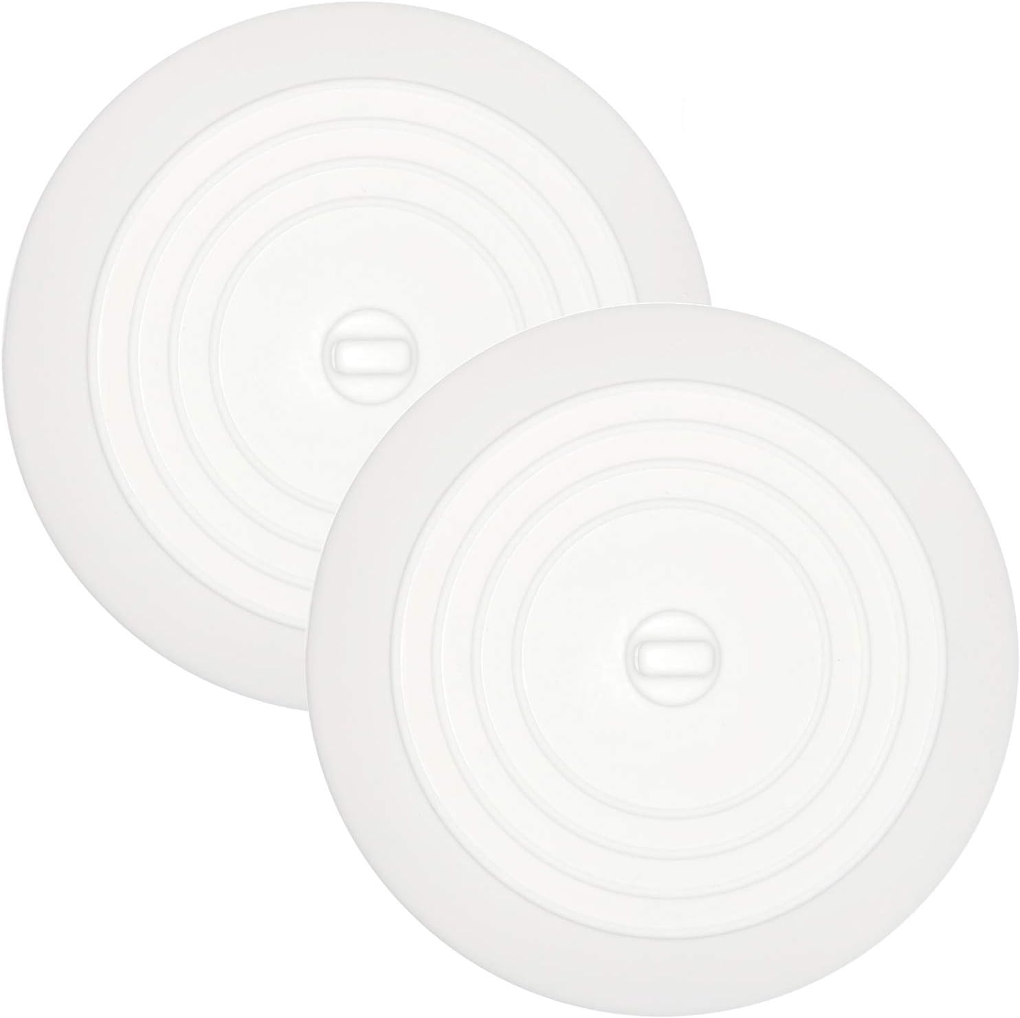 (2 Pack) Silicone Tub Stopper, Premium Bathtub Rubber Drain Stopper, One of the Best Sealing Sink Stopper, Upgraded Drain Plug for Kitchens, Bathrooms and Laundries (6 inches) (White)