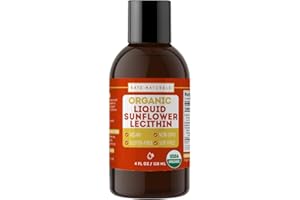 Kate Naturals Sunflower Lecithin Liquid for Cooking and Baking. Liquid Lecithin for Gummies, Smoothies & Lactation Supplement (4oz, Organic, Vegan, Gluten-Free)