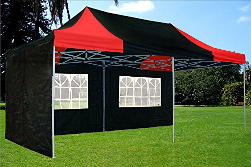 10'x20' Pop up Canopy Wedding Party Tent Instant EZ Canopy Black Red - F Model Commercial Grade Frame By DELTA - Thumbnail 3