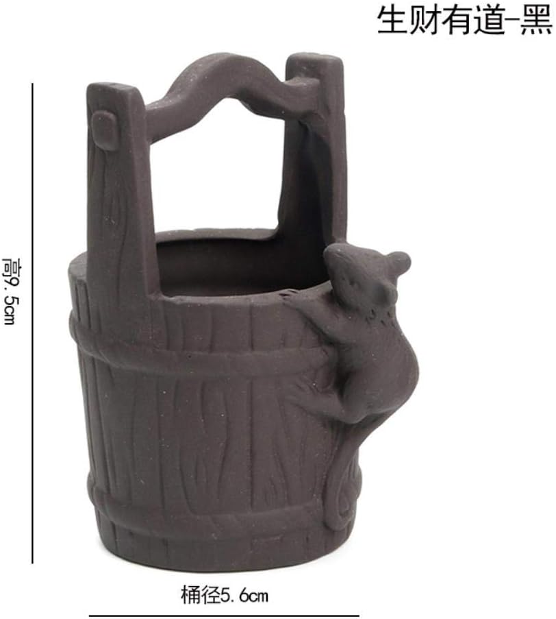Ethan Creative Vase Pot Garden Pottery Plant Home Chinese Ceramic Hydroponic Green Dill Copper Coin Flower Mouse Climbing Bucket Black