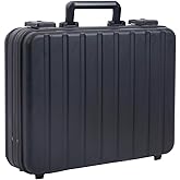 urecimy Black Aluminum Money Briefcase for Cash Metal Cases for Men Business Attache Hardside Case Dual Combination Locks with Foam