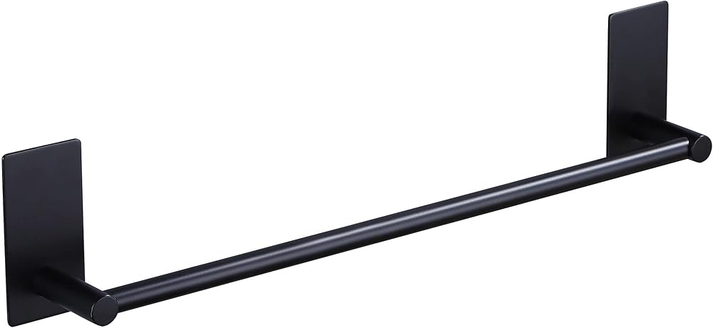 JS Towel Holder Self-Adhesive 40 cm Black Brushed Stainless Steel