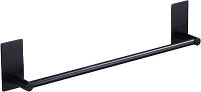 JS Towel Holder Self-Adhesive 40 cm Black Brushed Stainless Steel