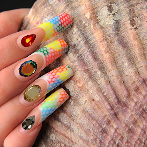 Motiloo 114Pcs Nail Glitter Sequins, Multi Shapes Glass Crystal AB Rhinestones For Nail Art Craft,Mix 12 Style 3D FlatBack Crystals Flat Back Stones Gems Set (Nail Drill C)