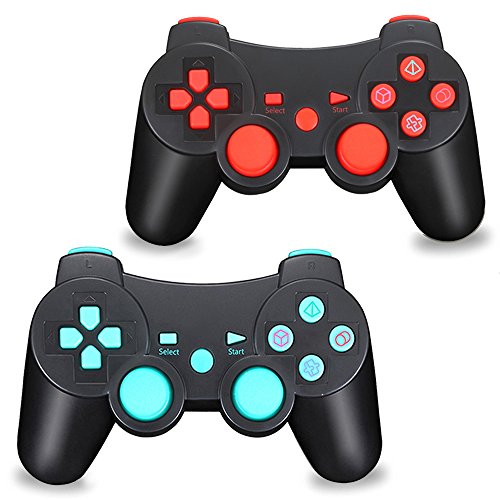 TPFOON PS3 Wireless Controller with Charging Cable, 2Pcs Pack Bluetooth Double Vibration Sixaxis Gamepad Joystick Compatible with Sony Playstation 3 PS3 TPFOON PS3 Wireless Controller with Charging Cable, 2Pcs Pack Bluetooth Double Vibration Sixaxis Gamepad Joystick Compatible with Sony Playstation 3 PS3
