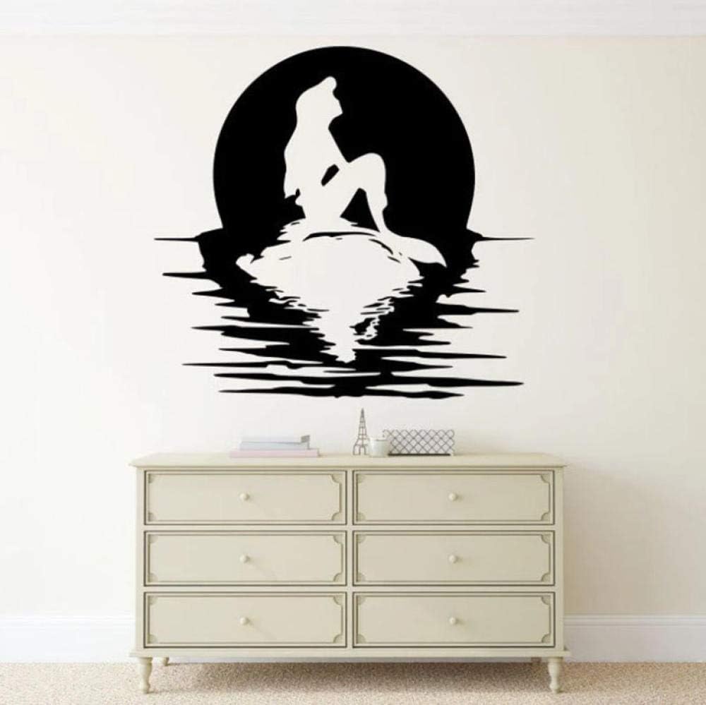 Princesa sirena atardecer océano estilo puerta y ventana pegatina