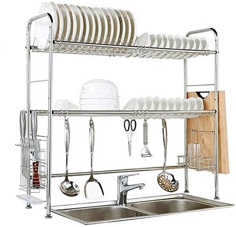 水切りラック 食器 信託 水切り シンク食器乾燥棚オーバー2ティア ボードホルダーを切断して滑らないステンレス食器水切りオーバーシンクディッシュオーガナイザーキッチンカトラリーホルダー 用具ホルダー