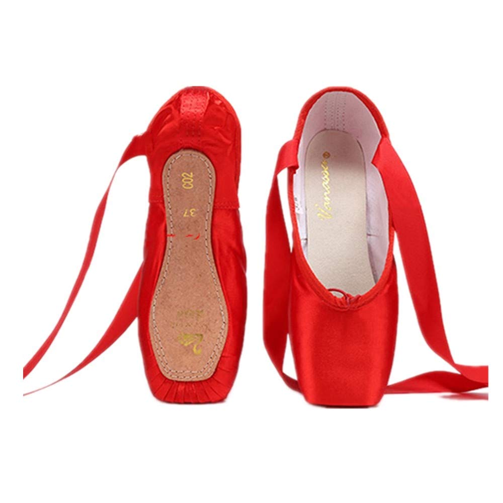 Nexete Ballet Dance Pointe Shoes Satin Dance Slipper Flats Toe