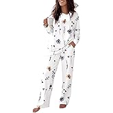 CHICME Womens Pajamas Sets 2 Piece Long Sleeve Lounge Set Loose Pants Pj Sets Loungewear with Pockets