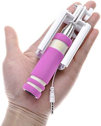 Selfie Stick , Deforst Self-portrait Monopod Extendable Selfie Stick with Adjustable Phone Holder for Iphone , Android, Samsung, and Other Devices up to 3.25 Inches in Width (pink (with earplug))
