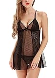 Adorneve Women Babydoll Sexy Sleepwear Lingerie Set Lace Chemises Outfit