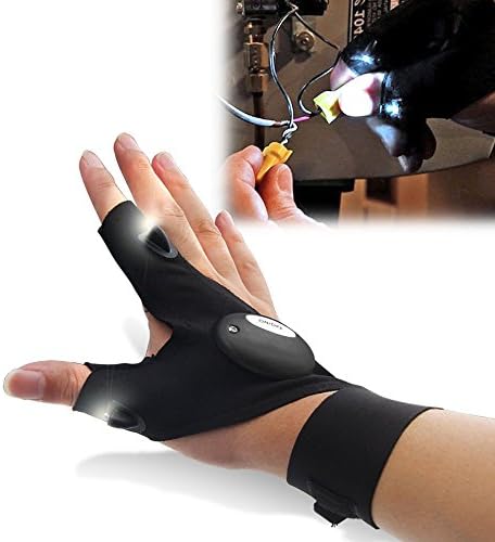 Flashlight Glove Finger-less by SavvySi LED Safety Gloves Waterproof Lamp Camping Safety Working Outdoor Fishing Tools Repairing Gear Multipurpose Men Women Tactical as seen on TV (Right Hand)