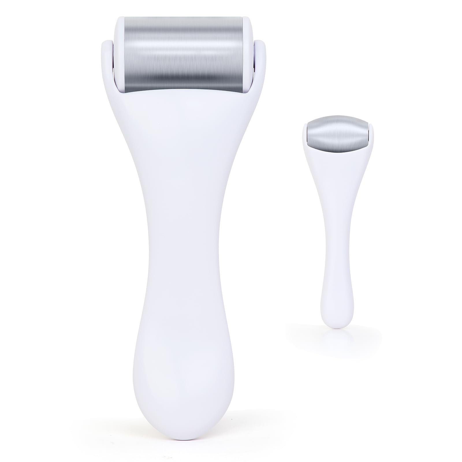 Ice Roller for Face and Eye 2 Pcs,Face Roller Skin Care for Puffiness,Migraine,Pain Relief,Eye Roller For Puffy Eyes Dark Circles,Stainless Steel Facial Roller (White)