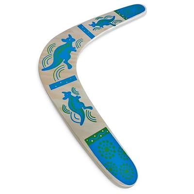 HOMEE Handmade Boomerang Australian Style Maneuver Dart Outdoor Sports Wood Equipment The Best Flying Toy for Children Blue