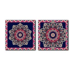 2 Panel Square Canvas Wall Art - Abstract Floral Patterns - Giclee Print Gallery Wrap Modern Home Art Ready to Hang - 12"x12" x 2 Panels