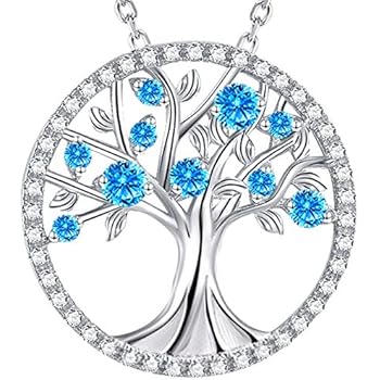 Fine Jewelry for Women Tree of Life Blue Topaz Necklace for Mom Wife Birthday Gift Women Teens Anniversary Gifts Valentine's Day Sterling Silver Fine Jewelry