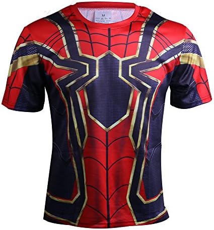 Avengers: Infinity War Iron Spider-Man T-Shirt Cosplay Costume (XL, Short Sleeve Shirt)