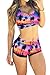 Bandage Print Sport Bathing Suit Print Boyleg High Neck Crop Top Bikini Swimsuit