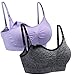 Suekaphin 2PACK Nursing Maternity Bra for pregnancy women breastfeeding comfortable Sleeping with Extenders,Heather(Gray+LightPurple),Medium