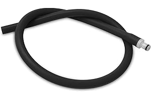 LeLuv Silicone Hose and Male Fitting for Vacuum Pumps Premium Non-Collapsible Slippery 1/4 inch Inside Diameter x 24 inch Length Matte Black
