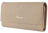 Travelambo Womens Wallet Faux Leather RFID Blocking Purse Credit Card Clutch Holder Case (Light apricot)