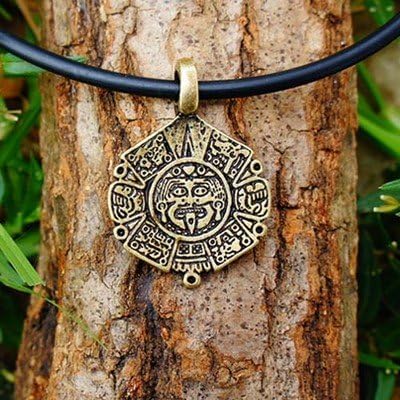 Mayan calendar Totem Maya/Aztec/Mexican/tonalpohualli Seal Brass/Pewter Pendant BRASS PLATED PEWTER