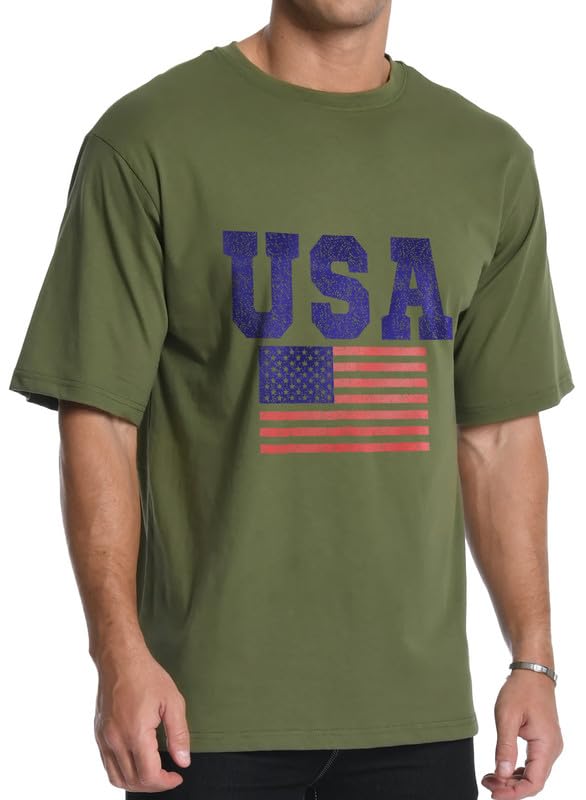 Men\'s Graphic Tees, Short Sleeve USA Flag Crewneck Casual American Patriotic Regular T-Shirt for Men