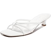 Athlefit Women's Strappy Kitten Heels Square Toe Flip Flop Low Heels Slip On Thong Heeled Sandals