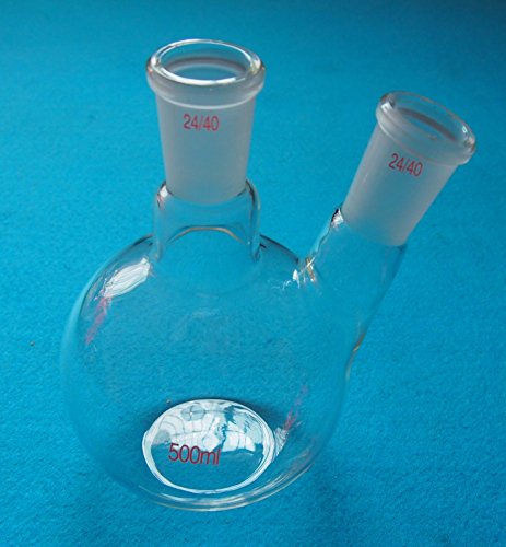 Deschem 500ml,2-Neck,24/40,Plat Bottom Glass Flask,Two Necks,Laboratory Chemistry Vessel