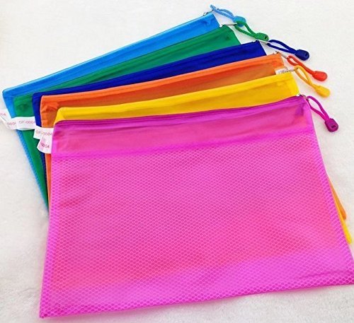 MMY - Matte Pearl Document Wallet, Pack of 6 PVC Zip Document Folders (A5)