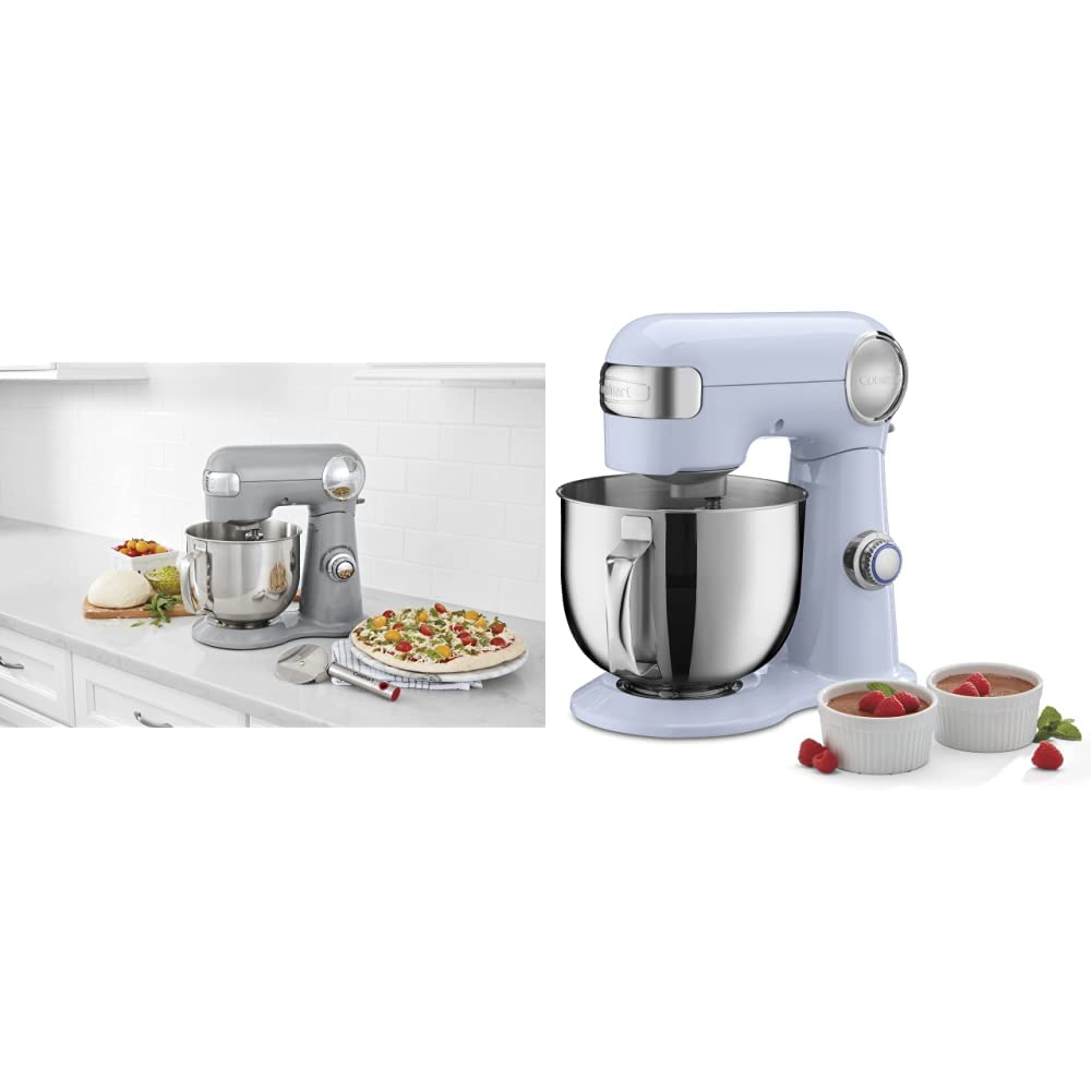 Cuisinart SM-50GR Precision Master 5.5-Quart 12-Speed Stand Mixer, Flat Mixing Paddle, Dough Hook, and Splash Guard, Dove Gray & SM-50BLU Precision Master 5.5-Quart Stand Mixer, Frosted Blue