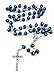 Sapphire Blue Crystal Beads Rosary Necklace Holy Soil & Metal Crucifix New