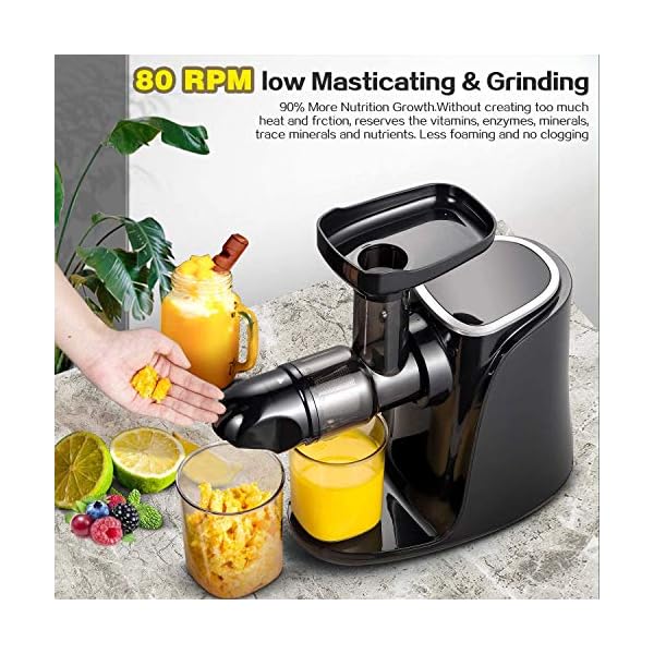Juicer-MachinesAMZCHEF-Slow-Masticating-Juicer-Extractor-Cold-Press-Juicer-with-Two-Speed-Modes-2-Travel-Bottles500MLLED-Display-Easy-to-Clean-Brush-Quiet-Motor-for-VegetablesFruits-Black AMZCHEF Cold Press Juicer with 2 Speed Control - High Juice Yield Juicer Machines with Ultradense Filter - Masticating…