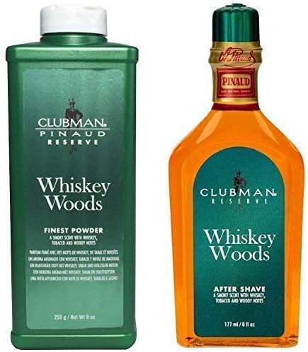 Clubman Pinaud Whiskey Woods Talcum Powder and Aftershave Set