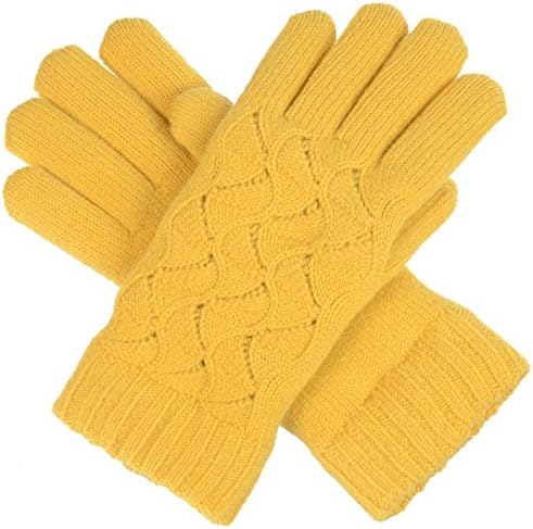 BYOS Womens Winter Fashion Swirl Pattern Plush Faux Fur Fleece Lined Knit Gloves