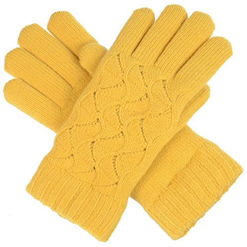 BYOS Womens Winter Fashion Swirl Pattern Plush Faux Fur Fleece Lined Knit Gloves