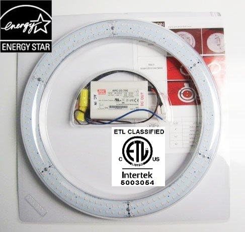 AMATRON ETL & ENERGY STAR Listed 12" T9 LED Circline 18W 5000K DAY LIGHT Clear Lens with Non-Dimmable External Power Driver to Replace 12 inch 32W Fluorescent Circline