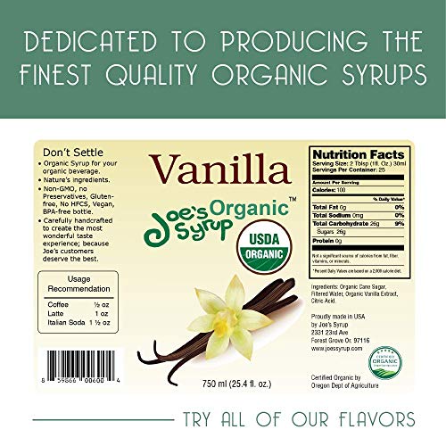 Joe's Syrup Organic Flavored Syrup, Organic Vanilla, 750 ml - Thumbnail 3