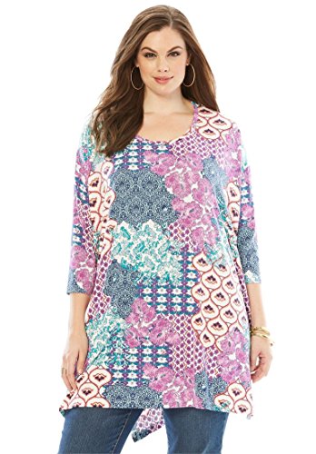 Roamans Women's Plus Size Side Slit Drape Tunic