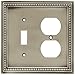 Brainerd 64766 Beaded Single Toggle Switch/Duplex Outlet Wall Plate / Switch Plate / Cover, Brushed Satin Pewter
