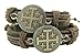Set of 2 Jerusalem Crusaders Cross Medal 8 Inch Adjustable Leather Bracelet