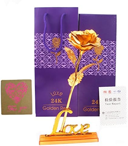 Prumya 24K Gold Rose Gold Foil Artificial Rose Decoration Flower, Best Gift for Her, Mother's Day, Valentine's Day, Wedding Day, Anniversary, Birthday, Christmas, Thanksgiving, Home Décor