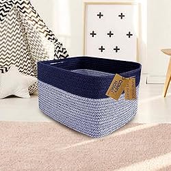COMFY-HOMI 3PACK Rectangular Cotton Rope Basket