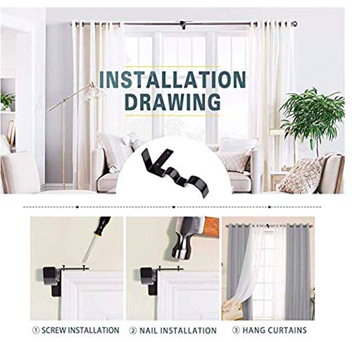 Lpl Curtain Rod Brackets Curtain Rod Wall Bracket Curtain Holders Tap Right Into Window Frame (Black)