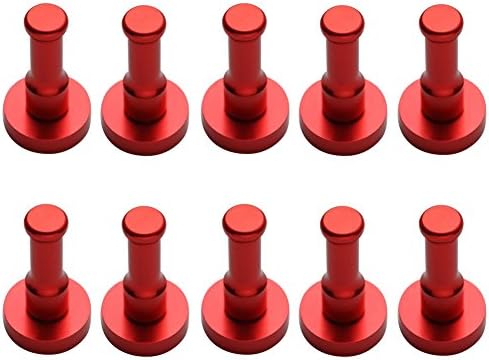 eForwish Aviation Aluminum Garage Storage Organizer Hook Bathroom Toilet Single Robe Towel Coat Hook Rustproof Kitchen Utensil Utility Hanger SOLID Metal Heavy Duty Wall Mount (Red), 10 Pcs