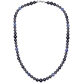 Protection Crsytal Beads Necklace for Men - GENASTO Hematite Black Tourmaline Crystals and Onyx Beaded Necklaces, Handmade Energy Stone Necklace Jewelry Gifts for Him