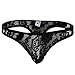 YiZYiF Men's Flower Pattern Lace Thong Underwear Bikini Panties (Black, X-Large)