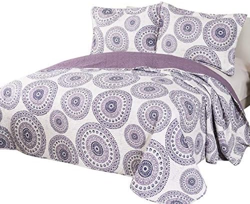vivinna home textile Disperse Printing Purple Quilts King Size-3PCS Bedspread -Lightweight Hypoallergenic Microfiber